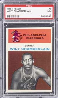 1961-62 Fleer #8 Wilt Chamberlain Rookie Card – PSA NM 7